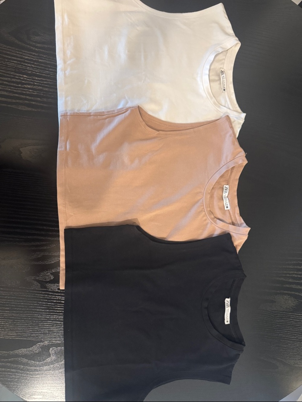 Zara Women 3-Pack Tank Tops in White, Tan, and Black